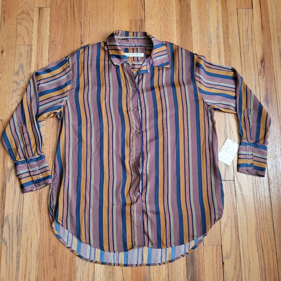Free people We The Free All Smiles Striped Shirt Multocolor Size XS Oversized - Picture 2 of 15